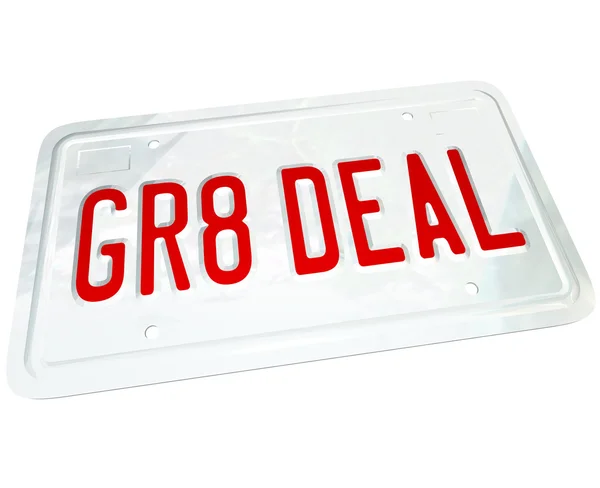 Gr8 Deal License Plate Great Price on a Used or New Car — Stock Photo, Image