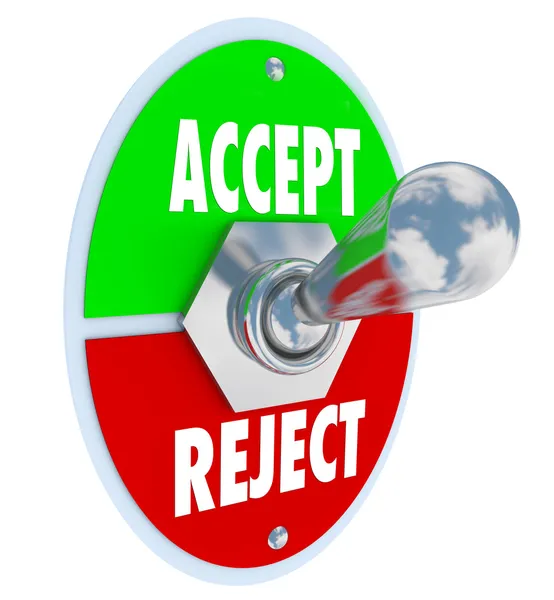 Acceptera vs avvisa switch för godtagande eller avvisande — Stockfoto