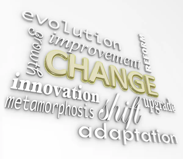 Change 3D Words Evolve Improve Grow for Success — Stock Photo, Image