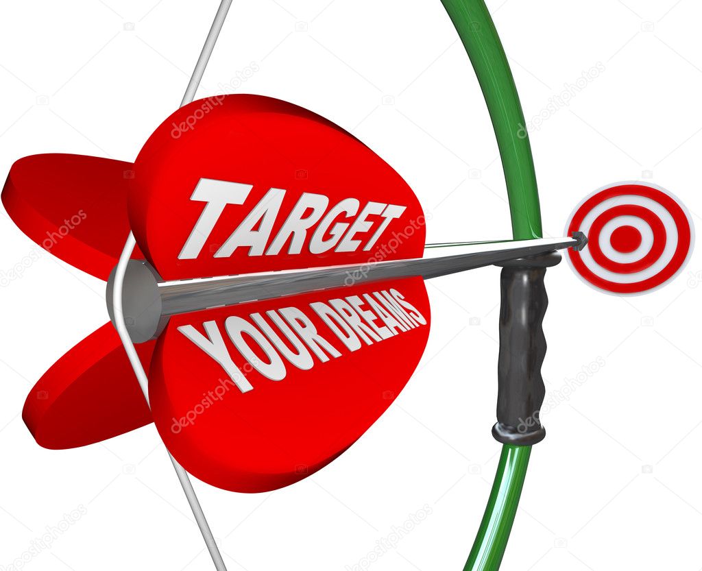 Targeting Your Dreams Bow Arrow Bulls Eye Target Stock Photo 