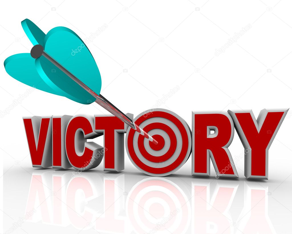 Victory Arrow in Word Succeed Triumph in Competition