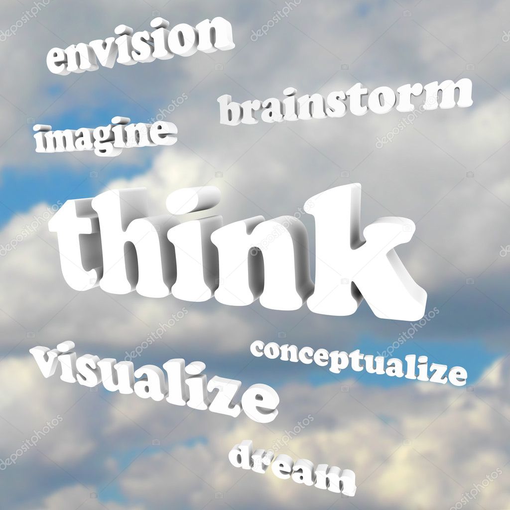 Think Words in Sky - Imagine New Ideas and Dreams