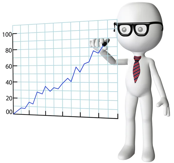 Gerente desenhar gráfico de sucesso de crescimento da empresa — Fotografia de Stock