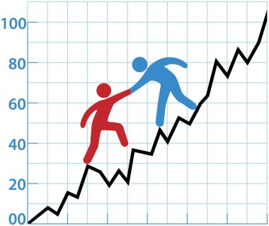 Business person chart help red ink to profitability clipart