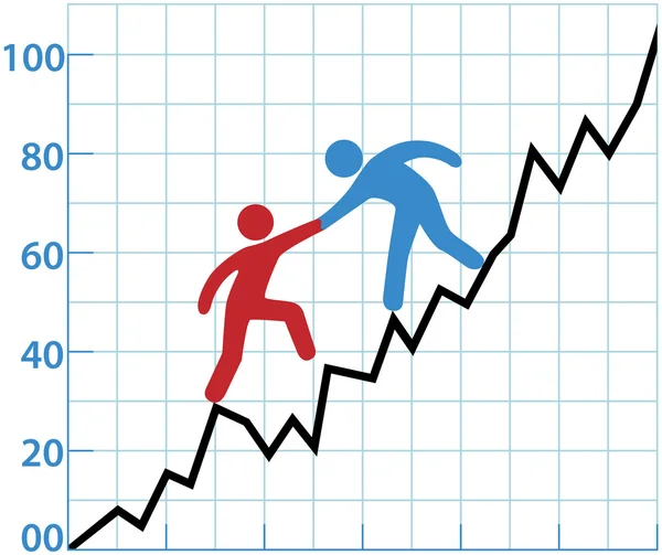 Grafico della persona d'affari aiutare inchiostro rosso alla redditività — Vettoriale Stock