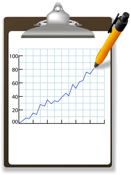 钢笔绘制财政增长图表剪贴板 — 图库矢量图片