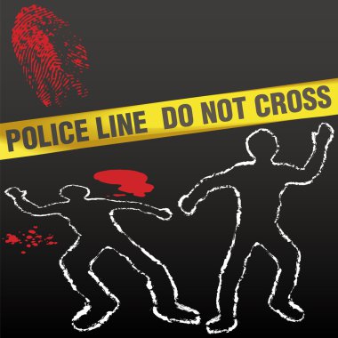 Crime scene tape corpse chalk outline clipart