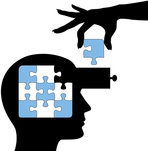 Persona di istruzione imparare soluzione puzzle mente — Vettoriale Stock
