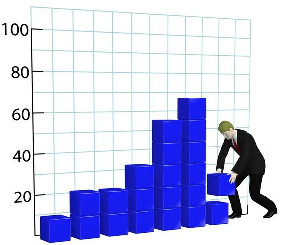 Hombre de negocios construye gráfico gráfico de crecimiento — Foto de Stock