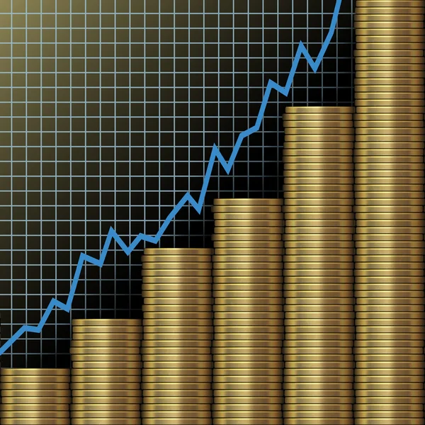 Investment growth wealth gold coins chart — Stock Photo, Image