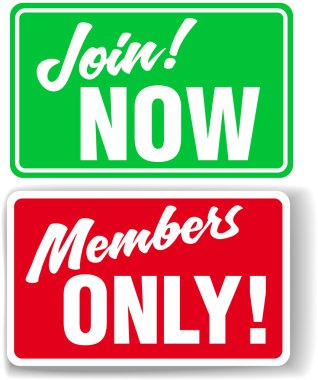 Website Members Only or Join Website signs clipart