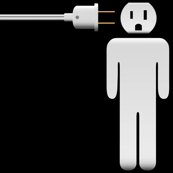 Energie člověka symbol elektrický konektor výstupu hlava — Stockový vektor
