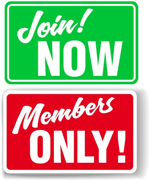 Website Members Only or Join Website signs — Stock Vector