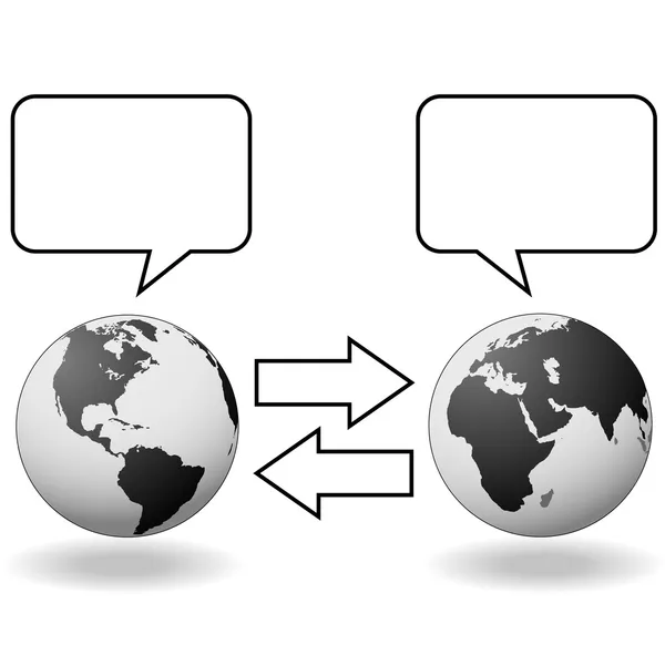 East meets West Hemispheres translation communication — Stock Vector