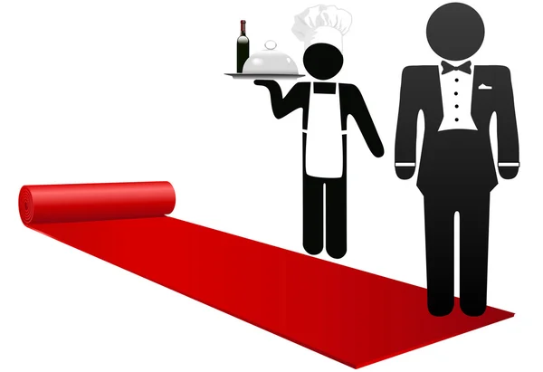 Roll out red carpet welcome hotel hospitality - Stock Illustration. 