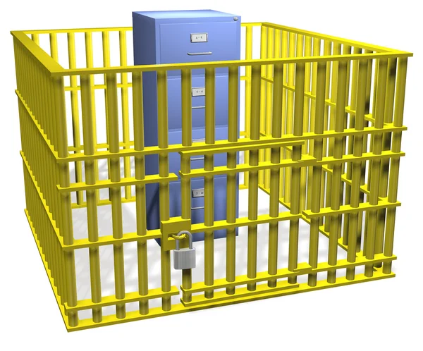 File cabinet lock safe in data security cage — Stock Photo, Image