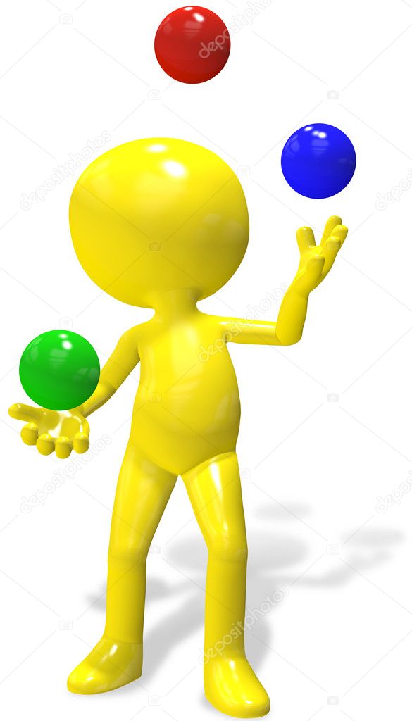 Juggler cartoon 3D person juggles RGB balls Stock Photo by ©michaeldb  7496257