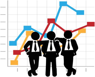 Business Men Sales Team Profit Growth Graph Chart clipart