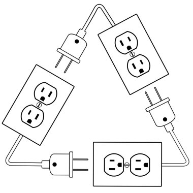Electrical outlets plug recycle renewable electric energy clipart