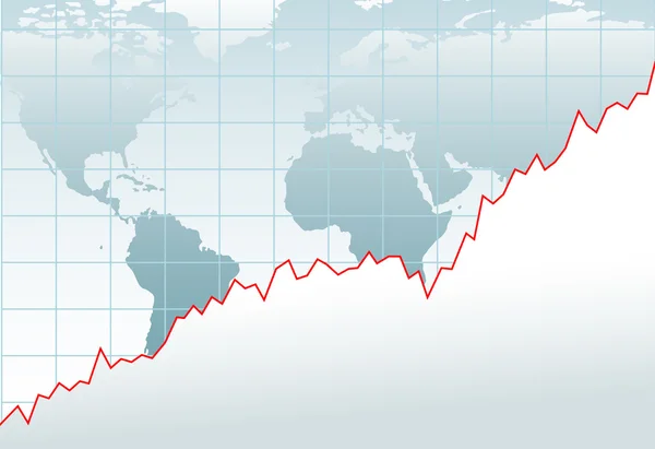 Gráfico economía mundial mapa de crecimiento financiero — Archivo Imágenes Vectoriales