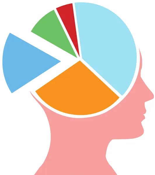 Mind share tête de personne pour le graphique d'affaires — Image vectorielle