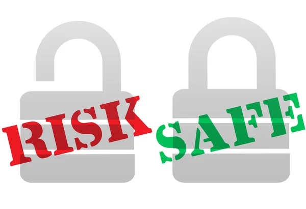 Ryzyko bezpieczny ochrona zabezpieczenia blokada symboli — Wektor stockowy