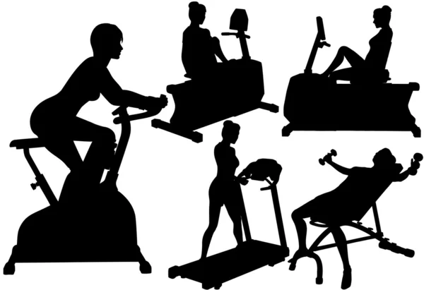 Cvičení cvičení fitness tělocvična žen — Stockový vektor