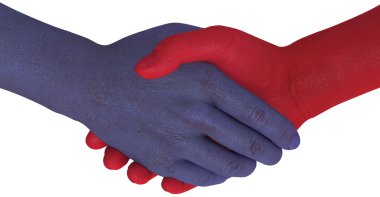 Opposition sides shake hands agree compromise clipart