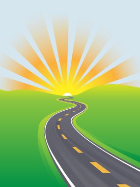 Highway travel bright sky morning future clipart