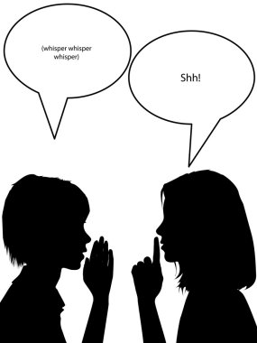 Whisper shh silhouette women tell secrets clipart