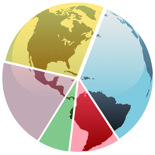 Grafico delle parti del globo della carta della torta della terra — Vettoriale Stock