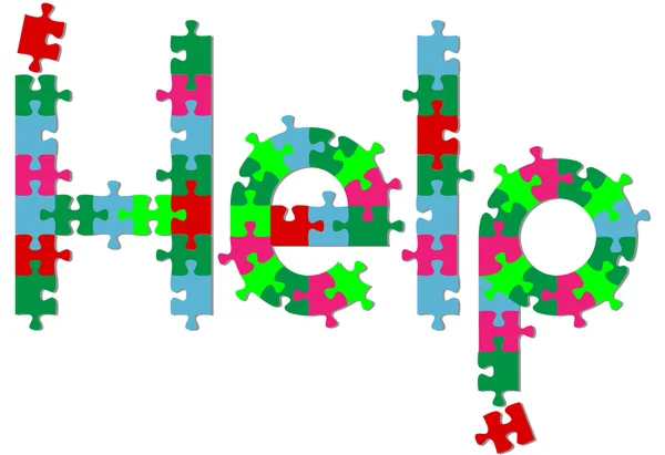 Jigsaw piezas del rompecabezas encontrar ayuda respuesta en la sombra — Vector de stock
