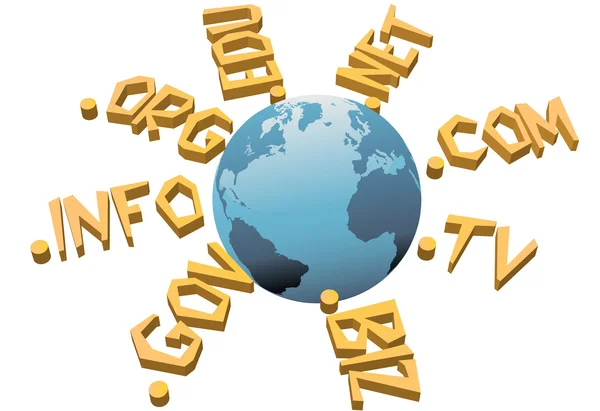 World top level URL internet WWW domain names — Stock Vector