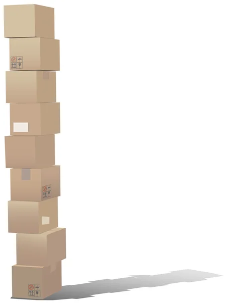 Pila de cajas de cartón de envío — Vector de stock