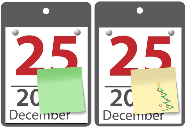 Christmas sticky note calendar year date — Stock Vector
