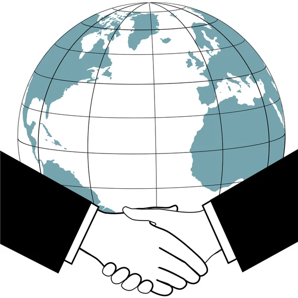 Global business trade nations accordo handshake icon — Vettoriale Stock