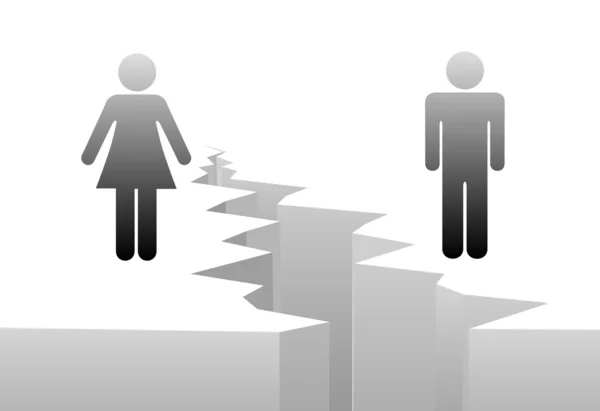 Férfi nő elválasztás válás nemek közötti szakadék — Stock Vector
