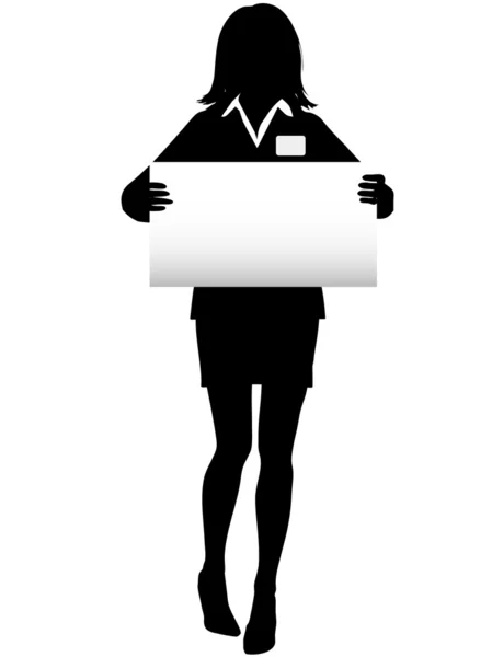 Business Woman Silhouette with NameTag Sign — Stock Vector