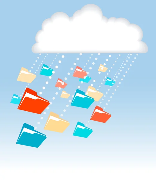 Data file folder rain cloud computing technology — Stock Vector