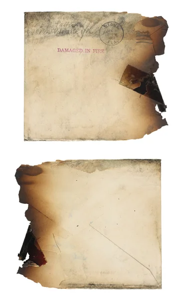 Feuer beschädigte Briefumschlag — Stockfoto