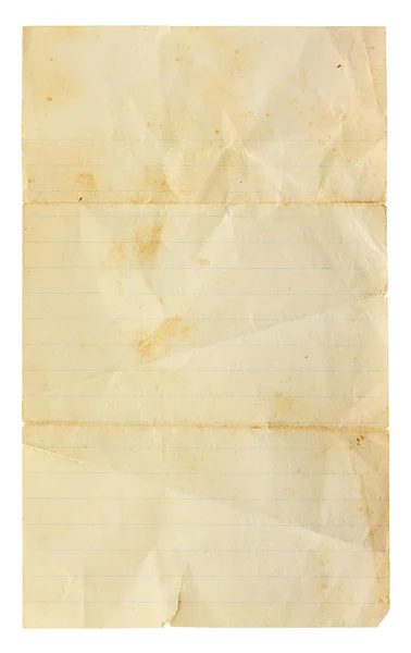 Nagyon régi bontakozott ki, üres vonalas papír — Stock Fotó