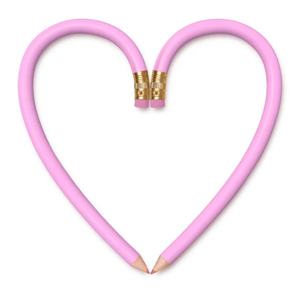 Coração de lápis rosa bonito — Fotografia de Stock