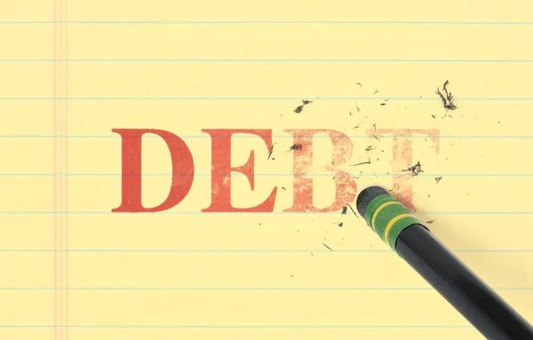Cancellazione del debito dal libro mastro — Foto Stock