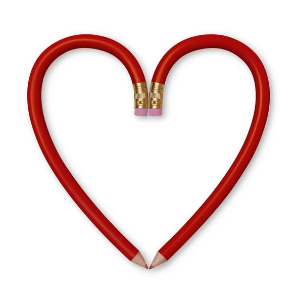 Coração de lápis vermelho — Fotografia de Stock
