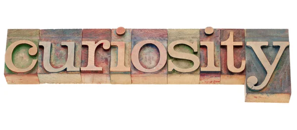 Curiosity word in letterpress type — Stock Photo, Image