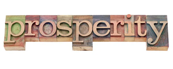 Prosperity word in letterpress type — Stock Photo, Image