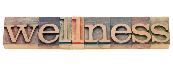 Wellness word in letterpress type — Stock Photo, Image