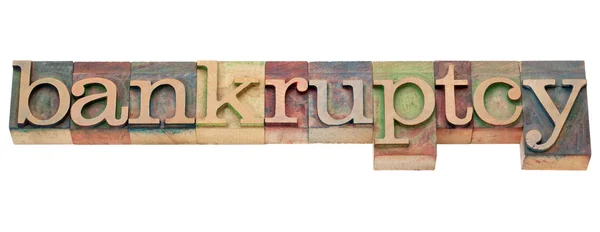 Bankruptcy word in letterpress type — Stock Photo, Image