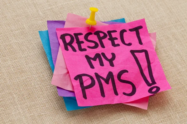 Уважайте мой ПМС - предменструальный синдром — стоковое фото