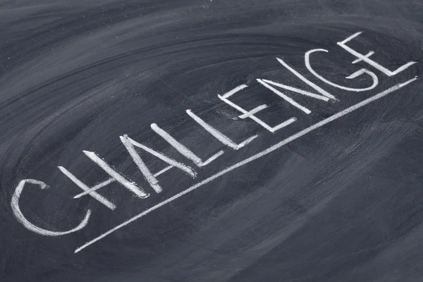 Challenge word on blackboard — Stock Photo, Image